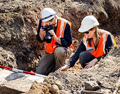Dr Louise Steding on an archeological dig